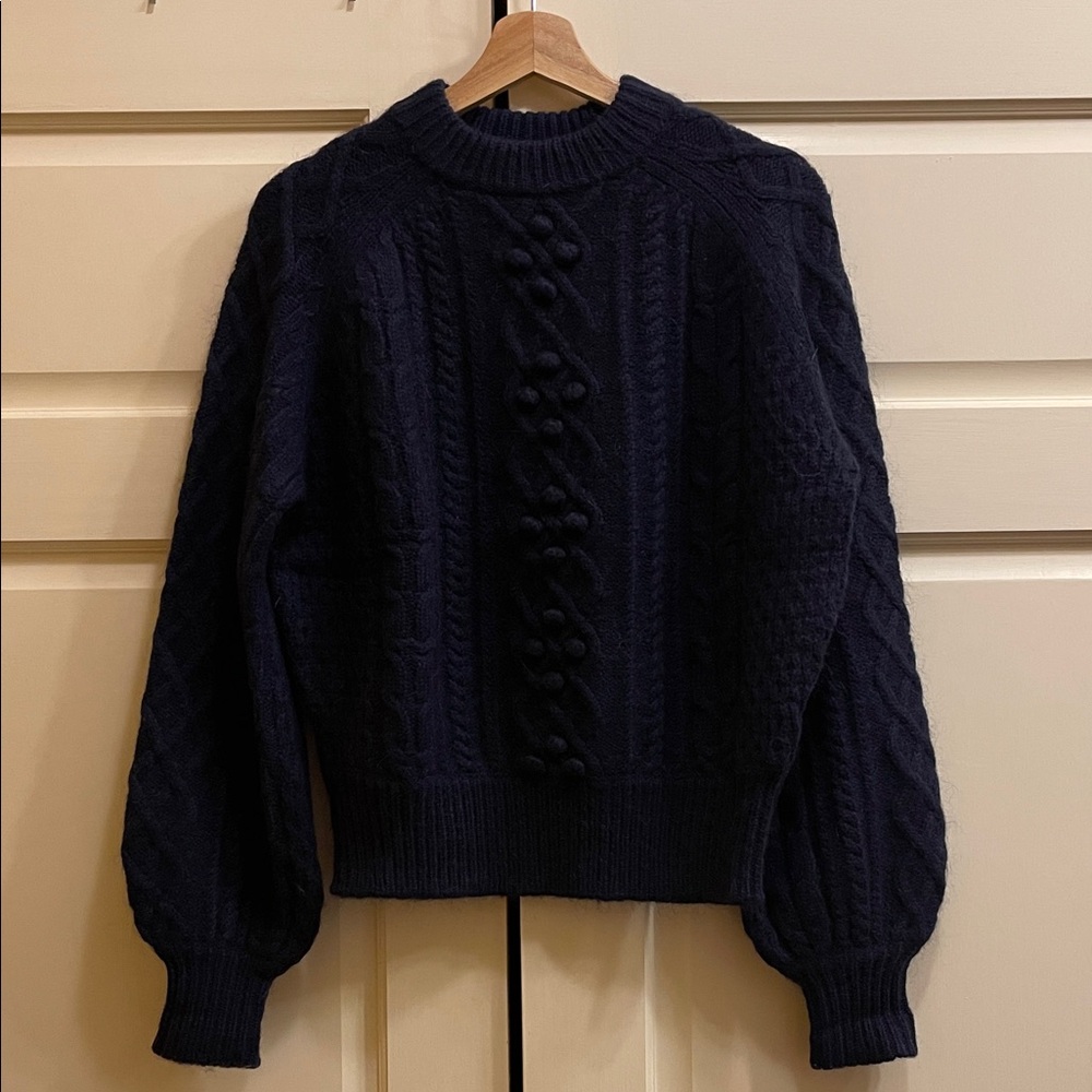 J. Crew Midnight Cable Knit Wool Sweater